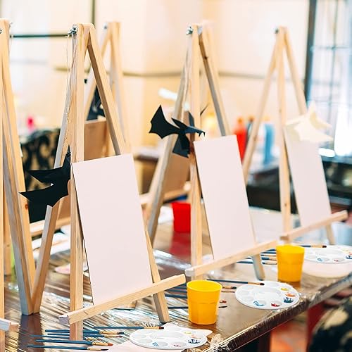 Miniatura 6 de Juego de 312 piezas de lienzo con caballete de 8 x 10 pulgadas con caballetes de madera, pinceles de pintura, kit de pintura en blanco para adultos,