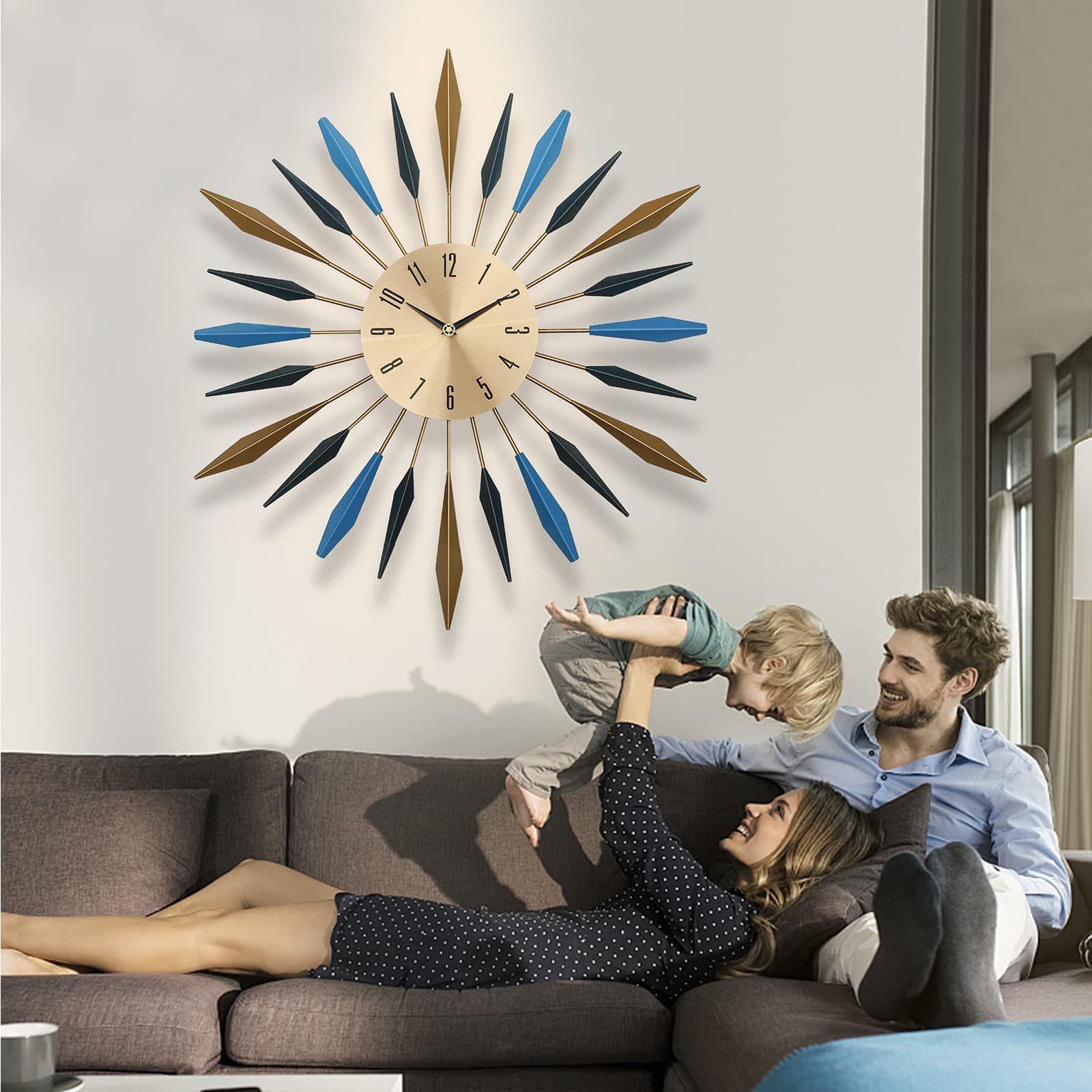 Amazon.co.jp: Zukini ミッドセンチュリー ラージウォールクロック