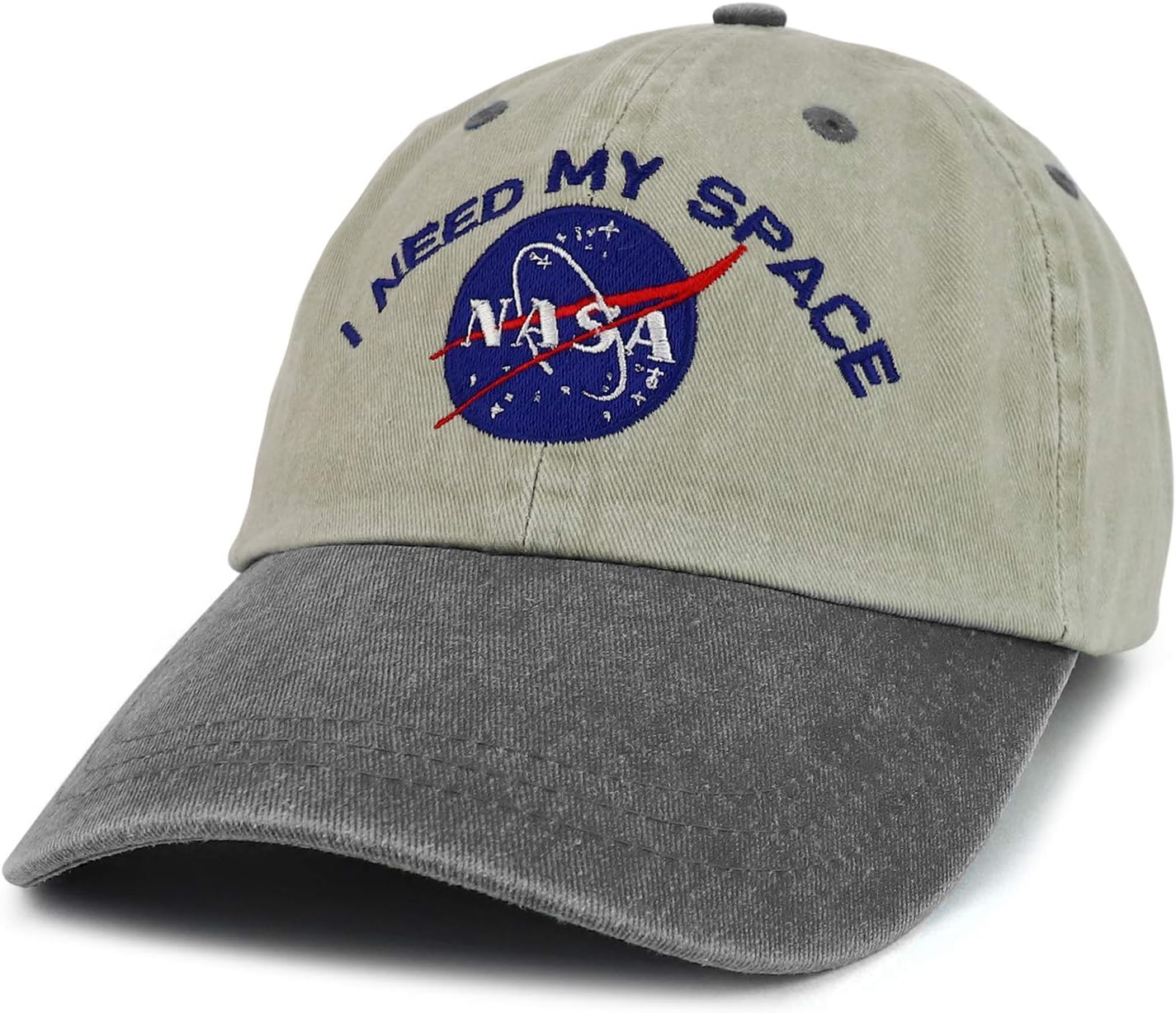 NASA I Need My Space Embroidered Two Tone Pigment Dyed Cotton Cap