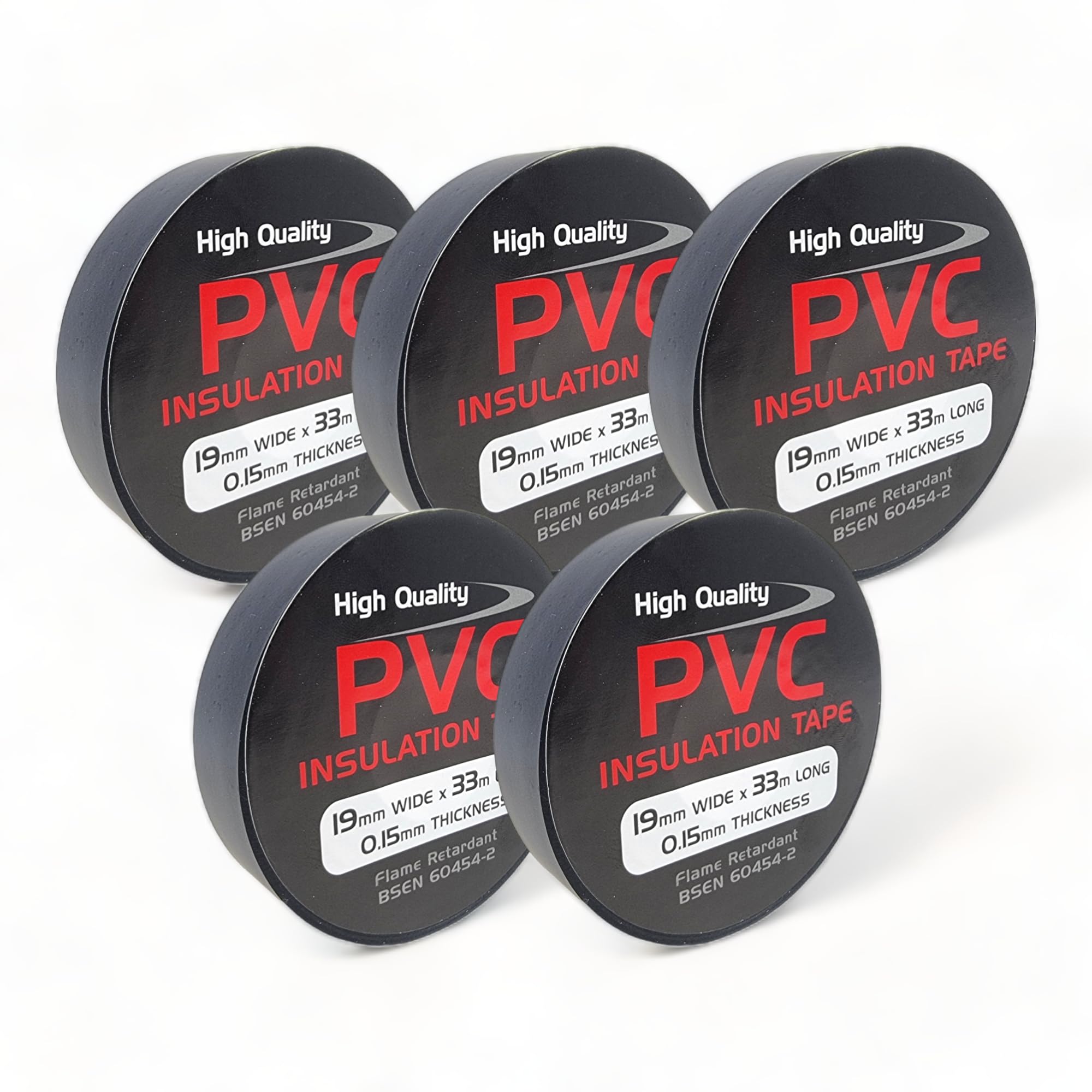 5 Rolls of Black PVC Electrical Insulation Tape, 33m Long x 19mm Wide, Adhesive Insulating Tape for Protecting Electrical Wires