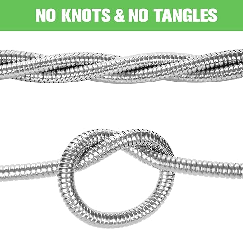 Miniatura 6 de Manguera de jardín de acero inoxidable de 100 pies, manguera de agua flexible súper resistente con accesorios de latón y boquilla rociadora, sin
