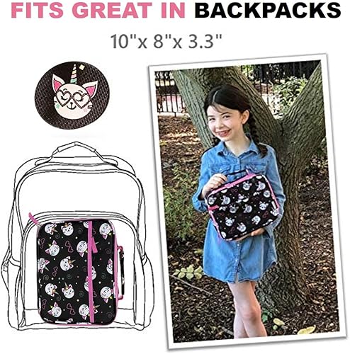Miniatura 4 de Lonchera de unicornio con paquete de hielo para niñas, bolsa térmica para jardín de niños, escuela primaria, guardería, lindas cajas de contenedores