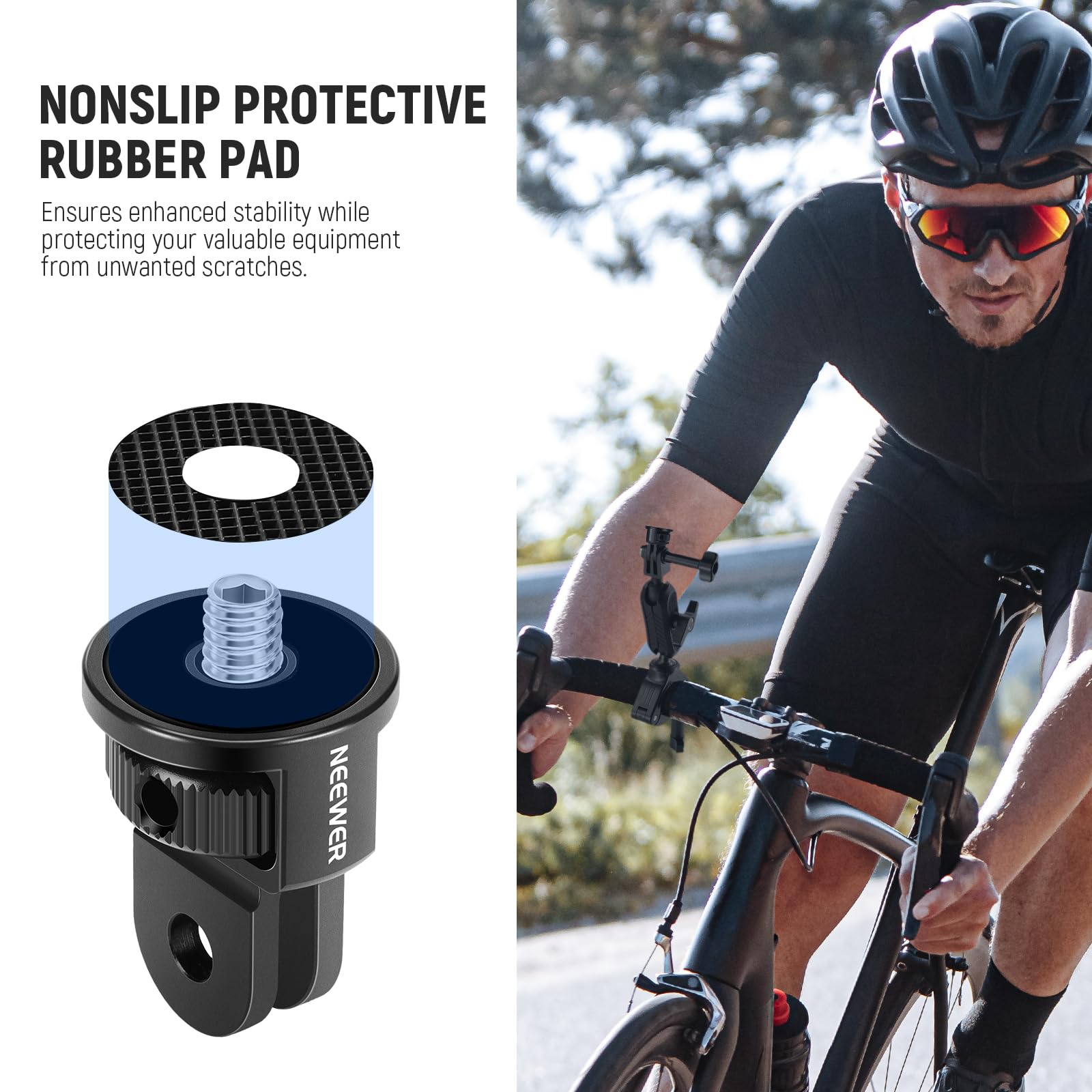 Neewer Adapter do montażu kamery sportowej ze śrubą 1/4 cala ze stopu aluminium kompatybilny z GoPro Hero 13 12 Insta360 X4 X3 DJI Osmo Pocket 3 Creator Combo klatka na telefon, GP-7