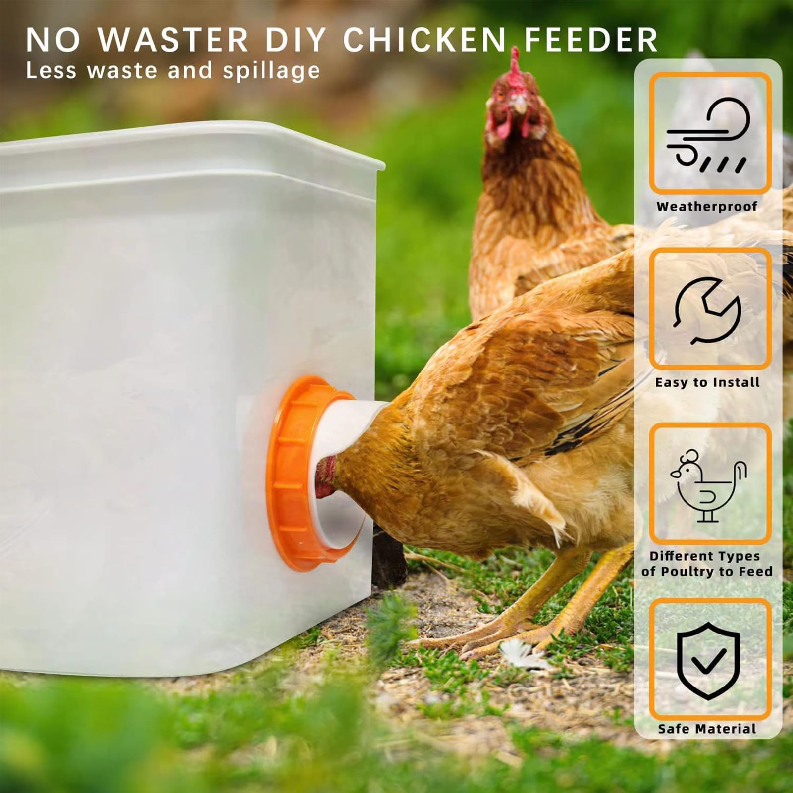 Lot De 4 Mangeoires Automatiques Pour Poulet Sans Déchets - Kit Gravité Pour Sea Ux Et Barils