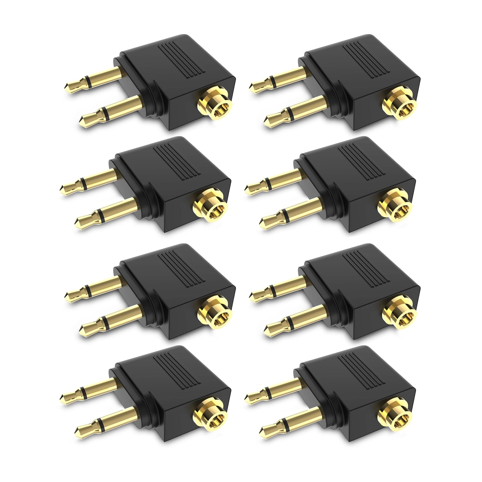 2/4/8 piezas de 3,5 mm mono macho doble a conector estéreo hembra adaptador de audio para auriculares de avión de viaje (8 piezas)