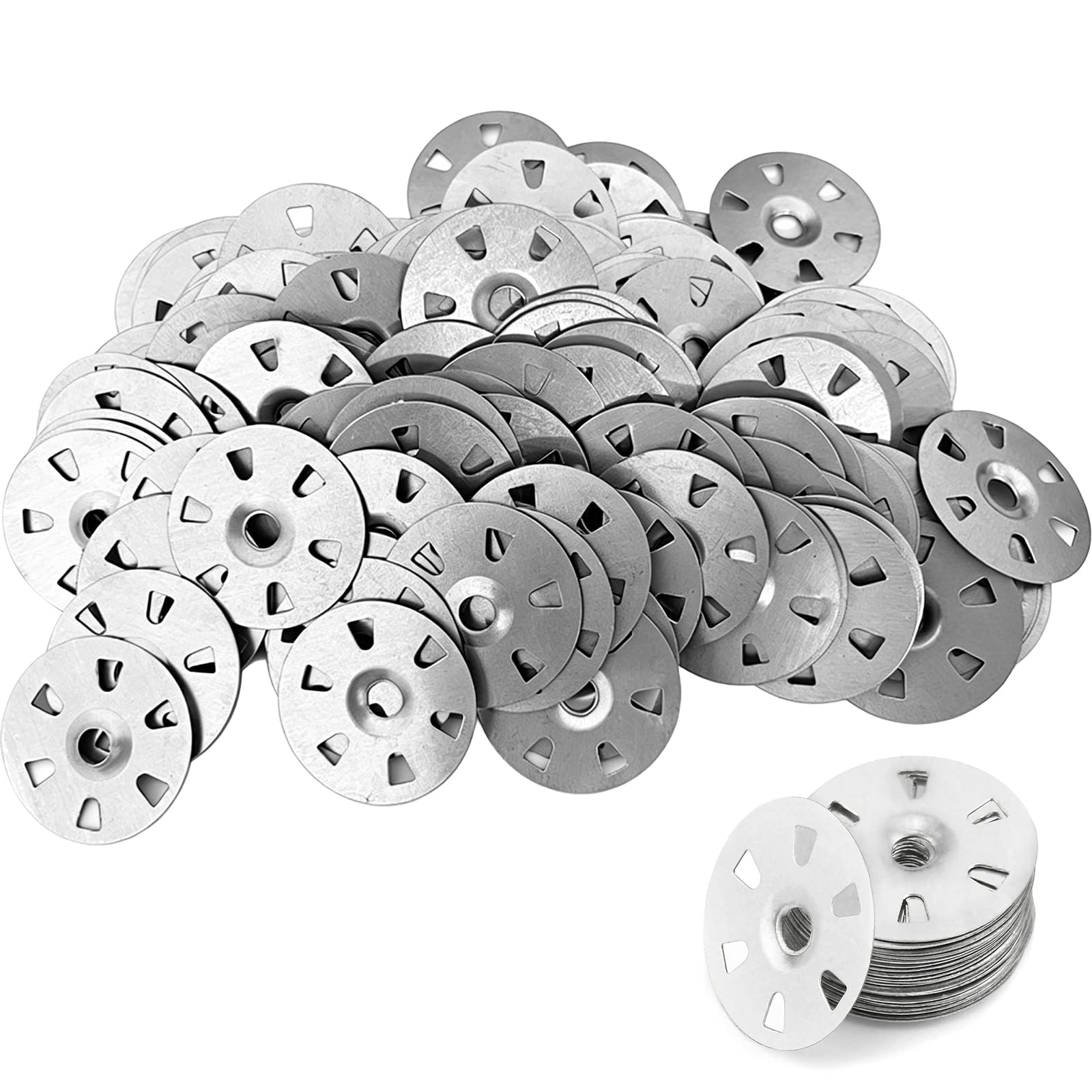 1000PCS 35mm Insulation Metal Washers, Galvanised Iron Easy Fix Washers with Six Holes for Insulation Boards, Plasterboard, Tile Backer Board and Gypsum Boards