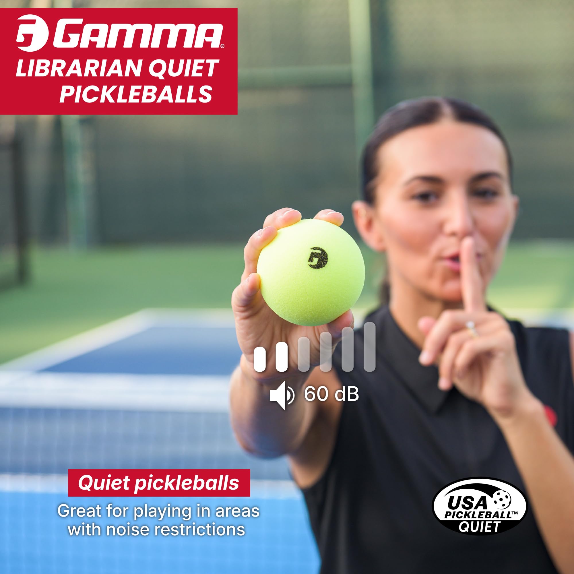 GAMMA Librarian Balles en mousse pour la pratique du pickleball (tennis léger) avec un véritable rebond sur toutes les surfaces – Approuvé par l'USAP, silencieux, réduction du bruit, pour les parcs