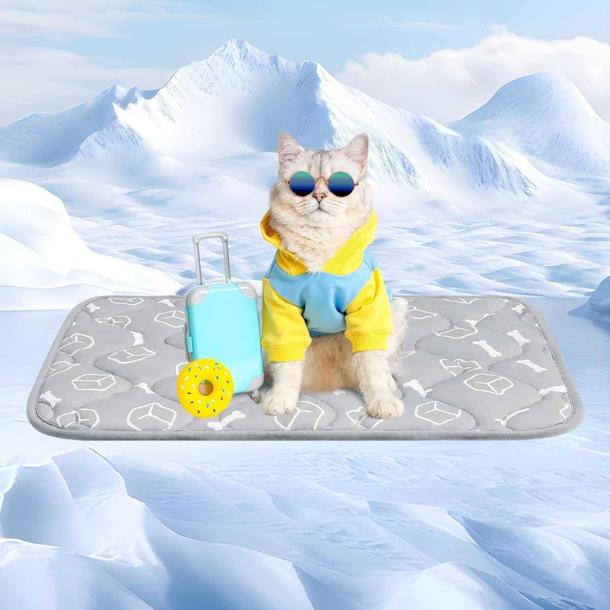 Rywell Dog Cooling Mat 2.0,Elegant Grey Edition, 24 * 18 Thickened Cooling Pad for Dogs, Internal Waterproof & Endothermic Color Changing Arc-Chill Cool Fiber(Q-Max>0.5) for Summer Comfort