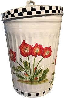 20 Gallon Hand Painted Galvanized Trash Can Decorative Garbage Can