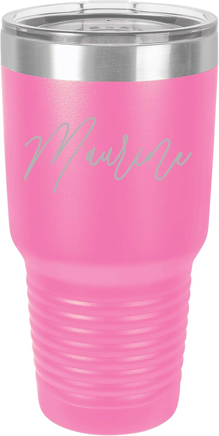 Personalized Name Double wall vacuum insulated tumbler 20 or 30 ounce (30 ounce, Pink)