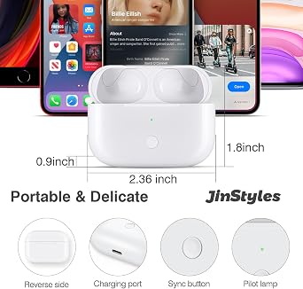 Charging Case Replacement for AirPods Pro 1st & 2nd Generation - Wireless Charger Case with Bluetooth Pairing Sync Button (Earbuds Not Included) - Light White