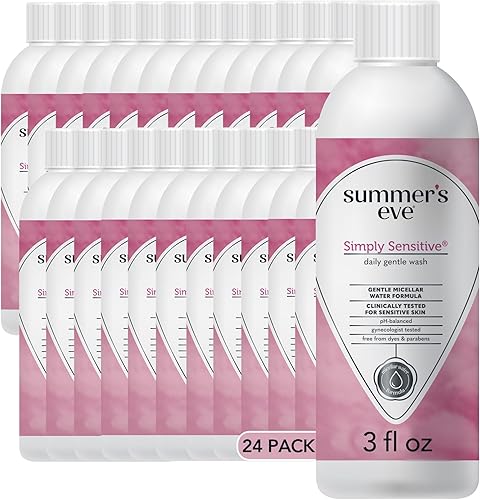 Summer's Eve Simply Sensitive Daily Gentle - Toallitas femeninas, 32 unidades + tamaño de viaje de 3 onzas líquidas, paquete de 3
