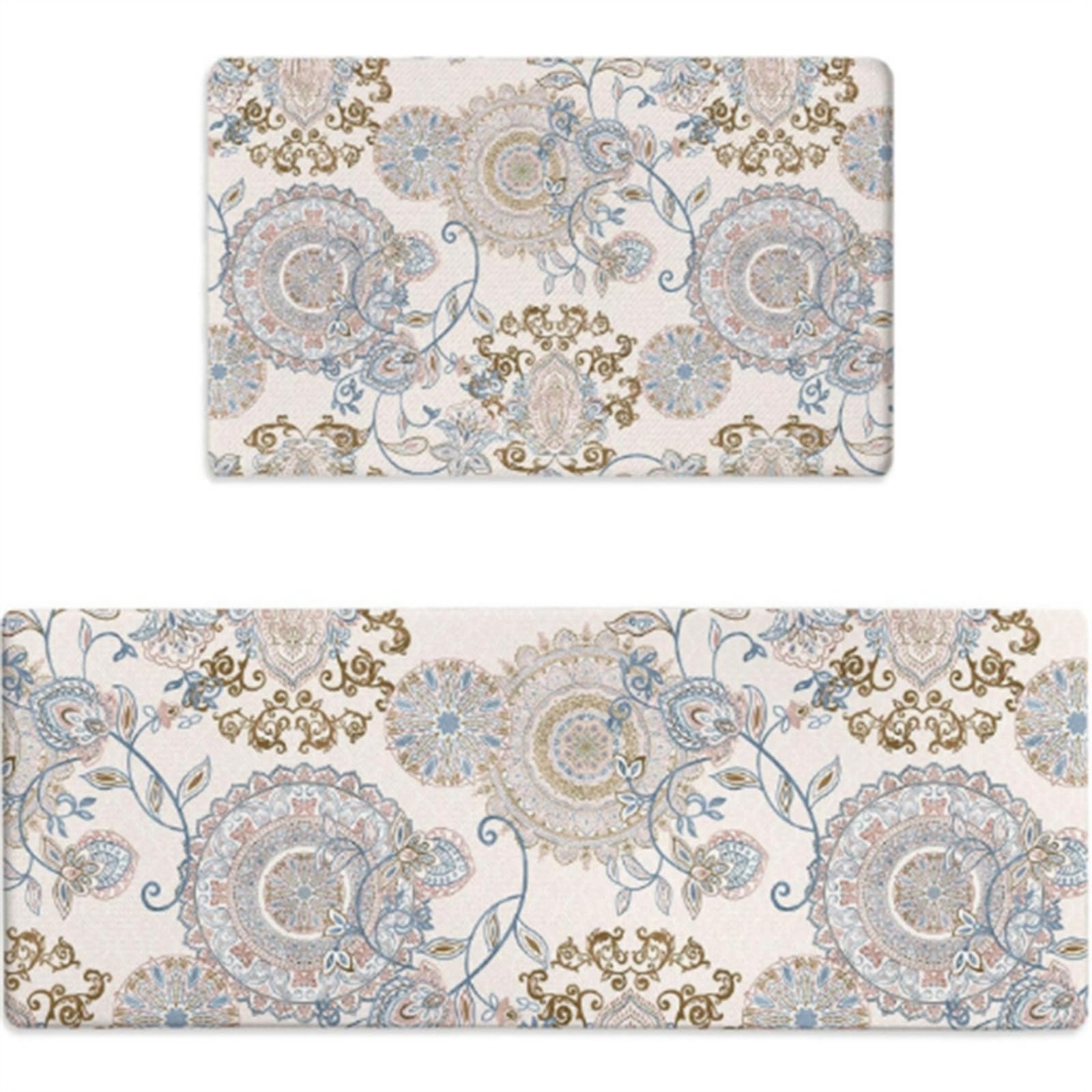 Alfombra de cocina vinílica de 40x60 cm con diseño de mandala gris y superficie antideslizante