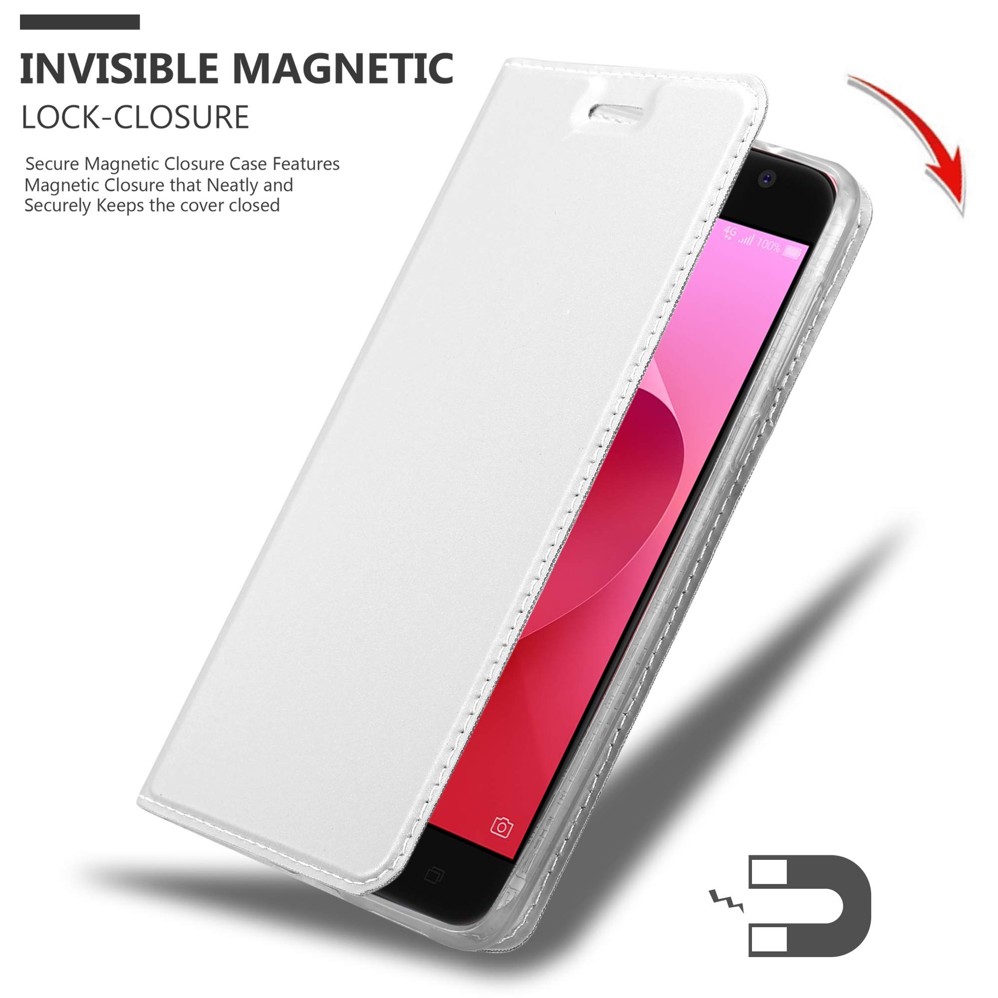 Cadorabo Custodia Libro Portafoglio Per ASUS ZenFone 4 Max – Rosso Carminio, Con Vani Carte E Chiusura Magnetica - 4