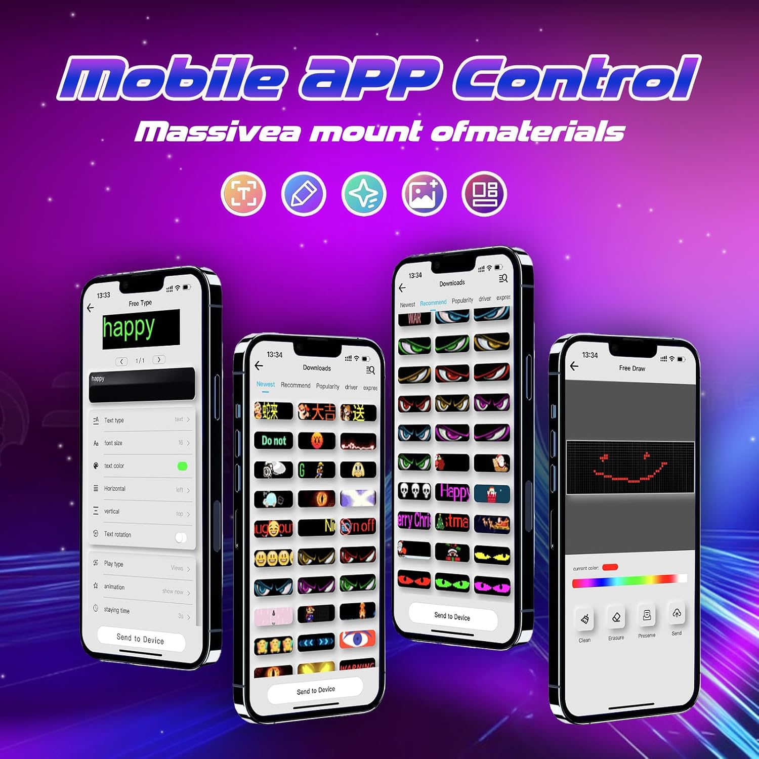 Devil Eyes Light for Windshield,Flex Led Display for Car, Programmable LED Eyes With APP Control and Remote Controller, Suitable for Windows of Cars and Small to Medium-Sized Trucks
