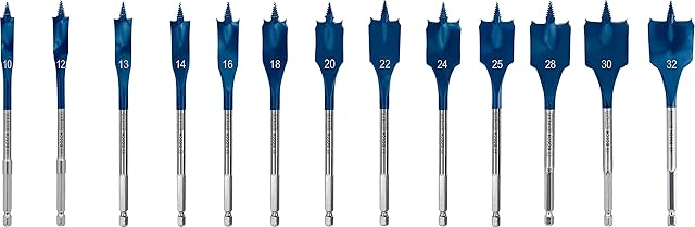 Bosch Professional 13x Expert SelfCut Speed Spade Drill Bit Set (for Softwood, Chipboard, Ø 10-32 mm, Accessories Rotary Impact Drill)