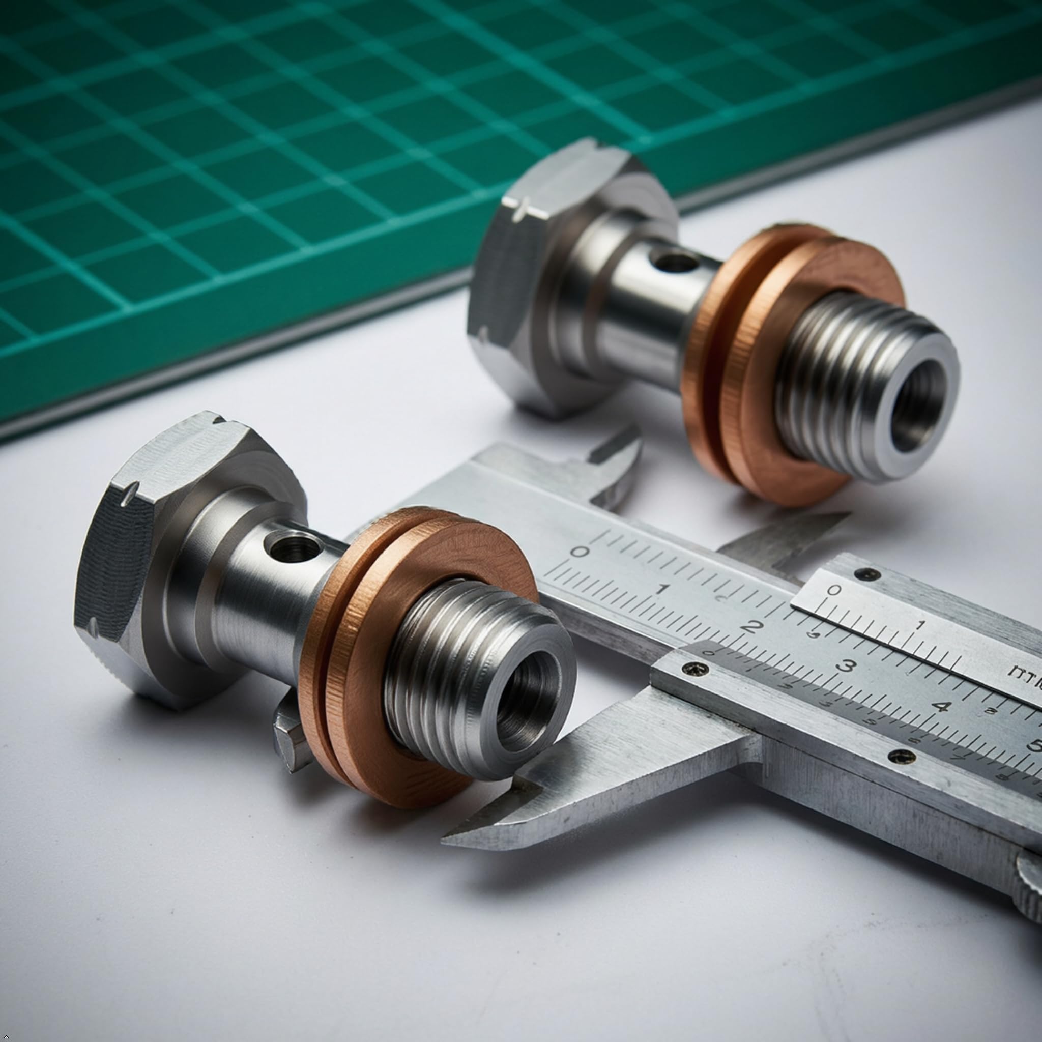 PrecisionGeek Set 2 Bulloni Banjo M10 x 1,25 mm Acciaio Inox Rondelle Rame Lunghezza 18 mm