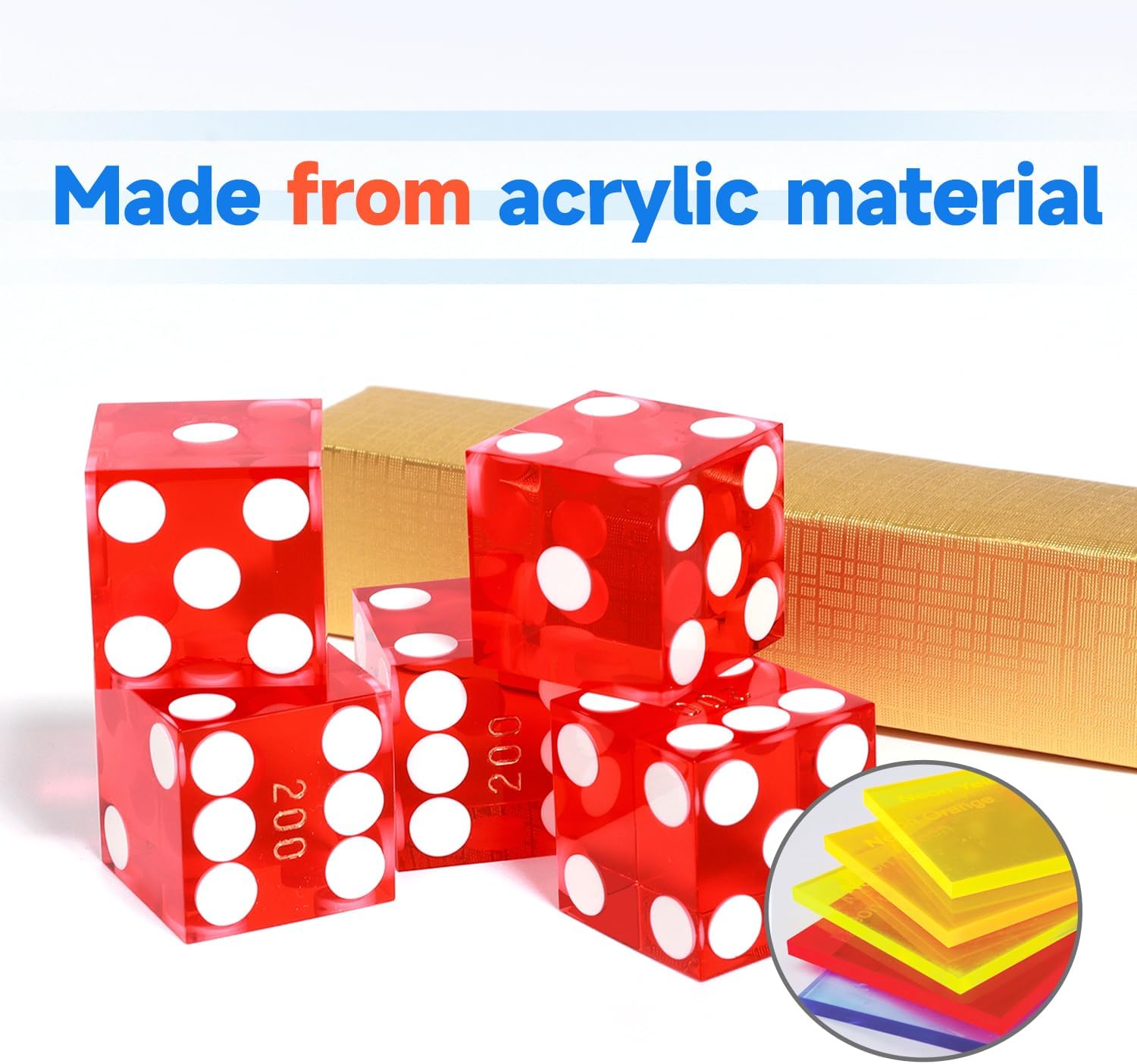 GSE Games & Sports Expert AAA Grade 19 mm Casino Craps Dice Set of 25 with Razor Sharp Edges & Matching Serialized Numbers for RPG, Dice Stacking, Yahtzee Dice Games - Red