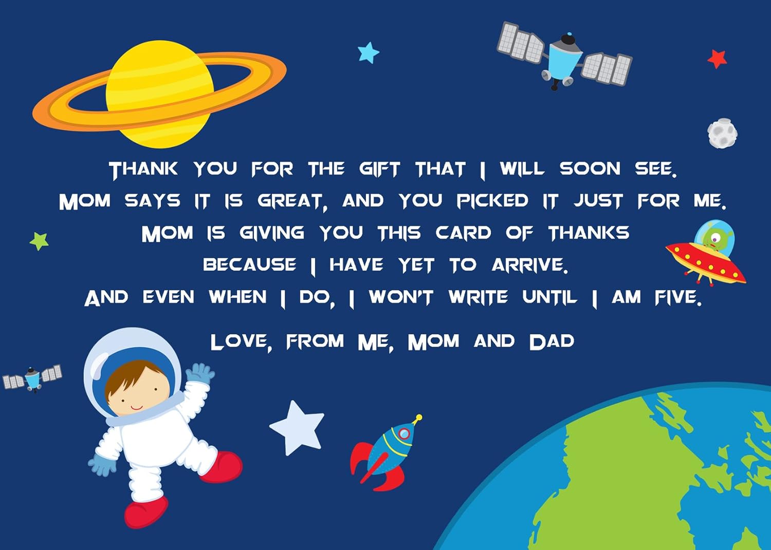 30 Thank You Cards Space Astronaut Boy Baby Shower Personalized Cards Photo Paper
