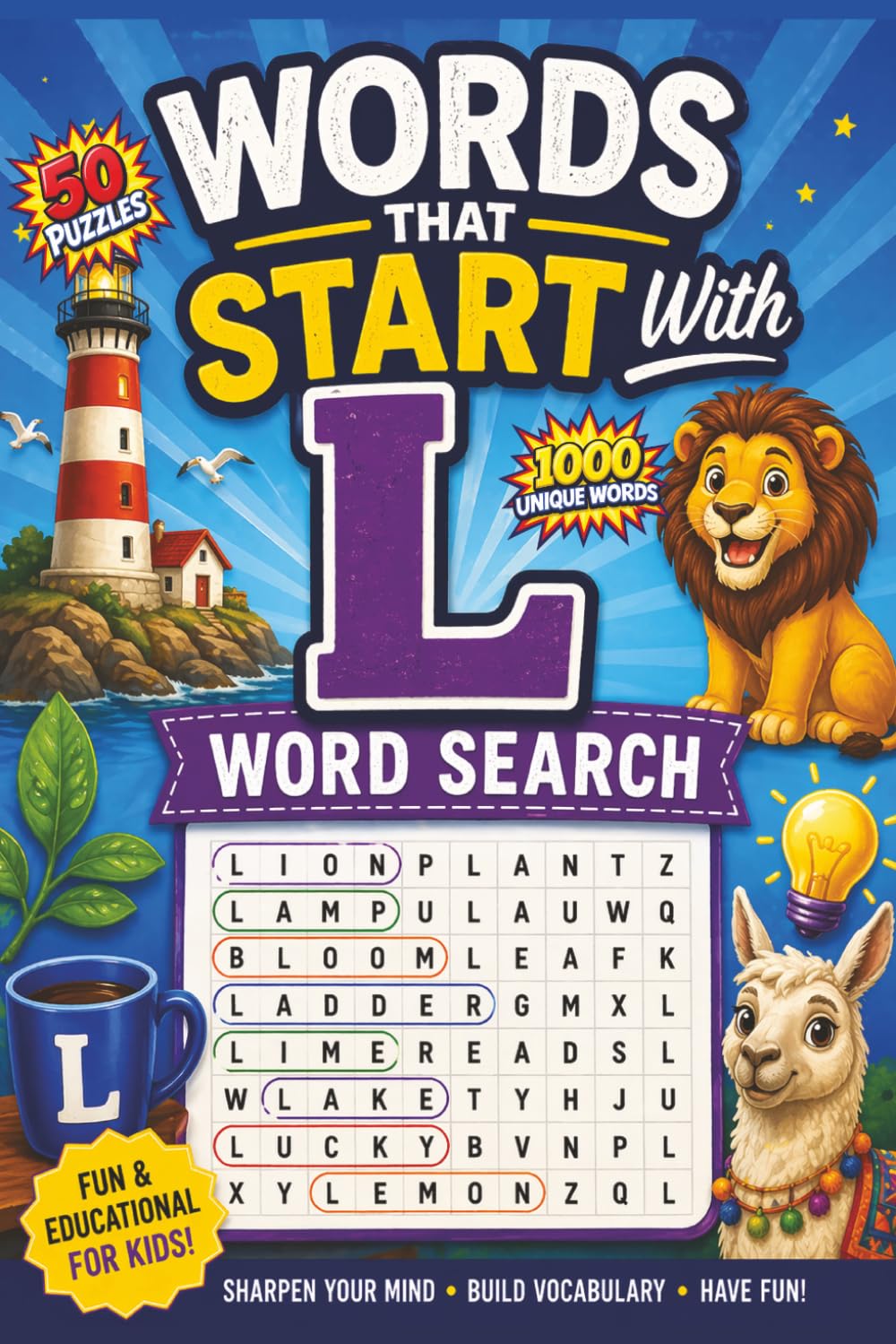 Words That Start With L Word Search: Boost Your Brain with 50 Word Searches Packed with L Words