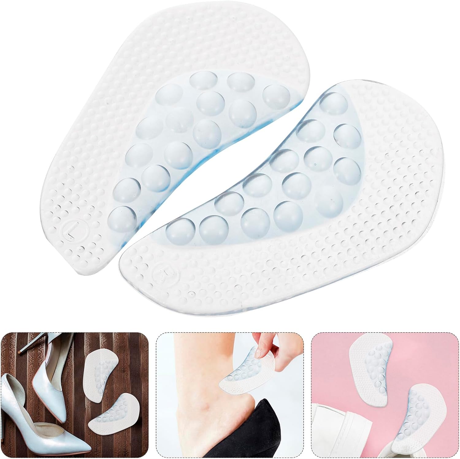 Silicone Arch Support Inserts for Women Adhesive Feet Arch Support Insoles Self-Adhesive Size S for Flat Feet Correction and Daily Comfort