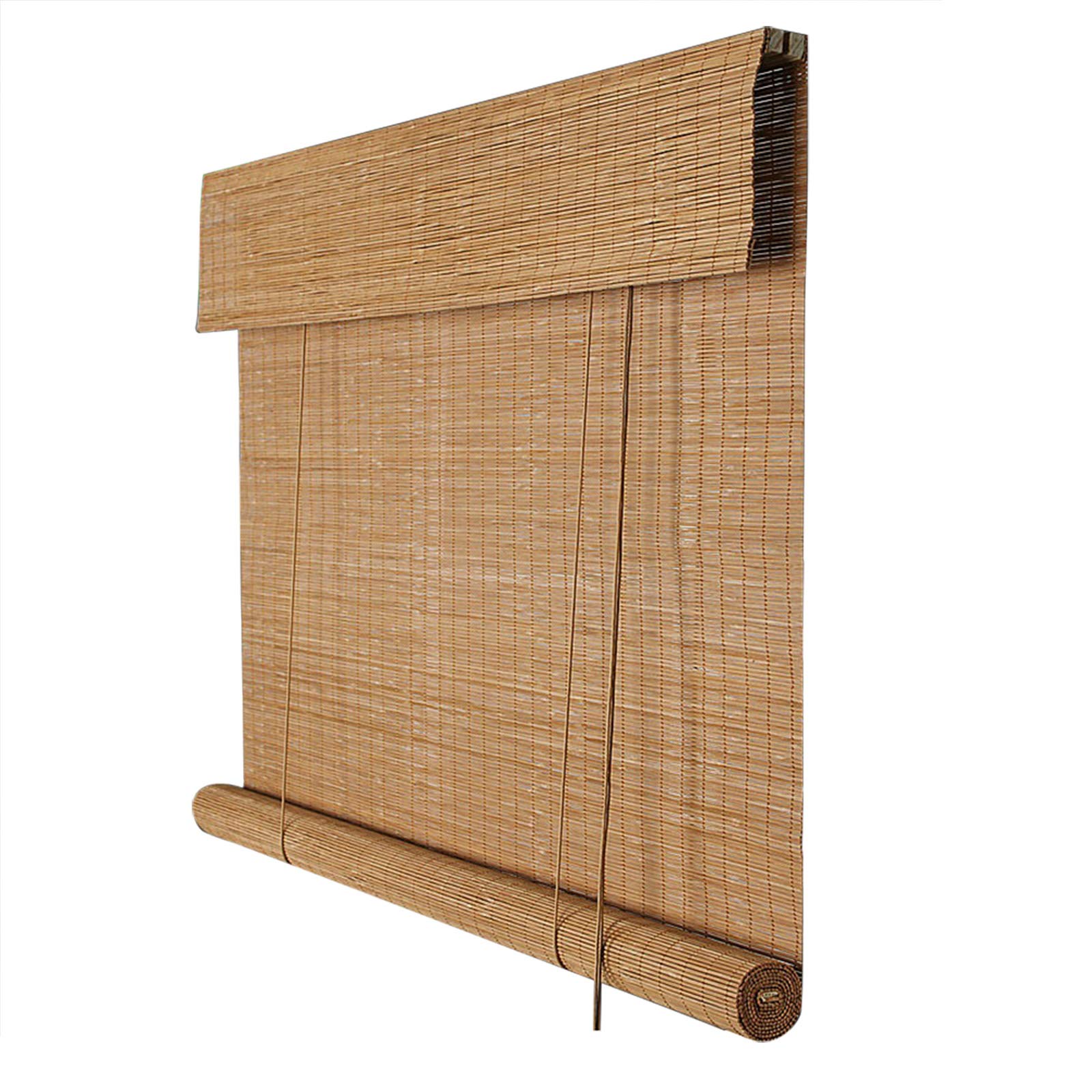 LMDX Bamboo Roller Window Blinds Shades, Kitchen Bamboo Curtain, Perfect for Outdoor Sunshade, Patio, Balcony, Yoga Studio, with Hang-Hook, Door Roll Up Blinds 130x225cm