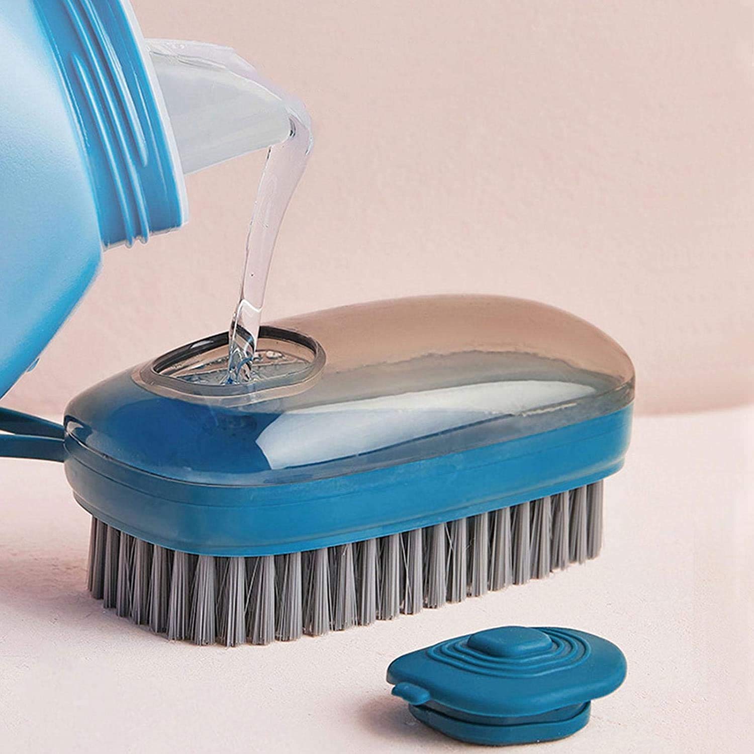 CEPLO Scrub Brush with Automatic Liquid Addition, Soft Bristles for Laundry, Clothes, Shoes, Household Cleaning Cleaner for Bathroom Kitchen Tub Shower Sink Carpet (Blue) 1