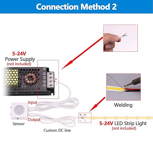 Miniatura 6 de Interruptor de sensor activado por movimiento humano PIR regulable de 5 V, 12 V, 24 V, 3 modos de iluminación, 3 modos de apagado, 3 modos de brillo