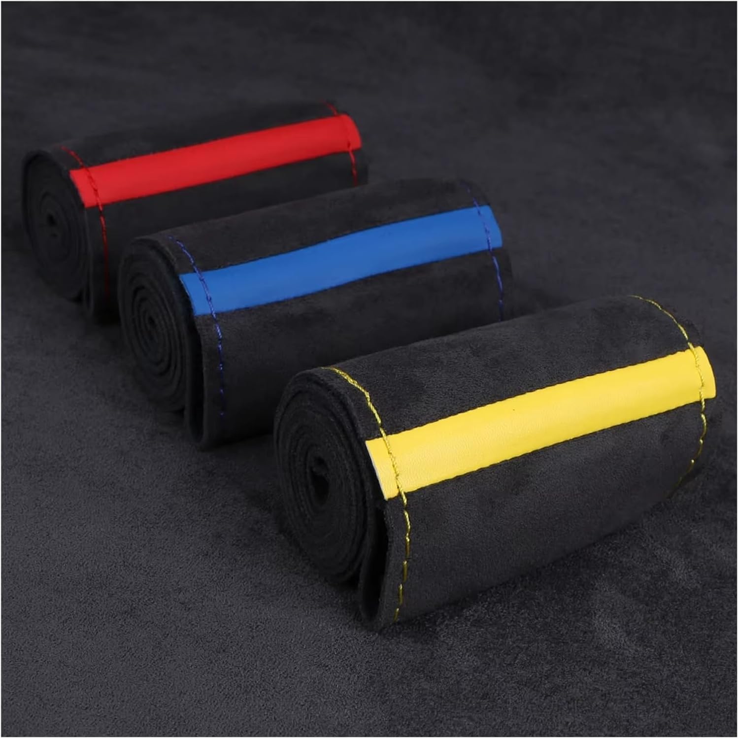 Car Steering Wheel Covers Car Steering Wheel Cover DIY Hand Sewing Soft Braiding for Auto Wheel Steering Protector(Red Thread)