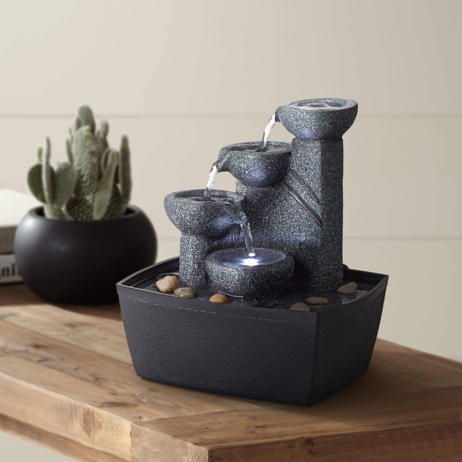 Amazon.com: Rowell Modern Small Zen Indoor Cascading Tabletop Water ...