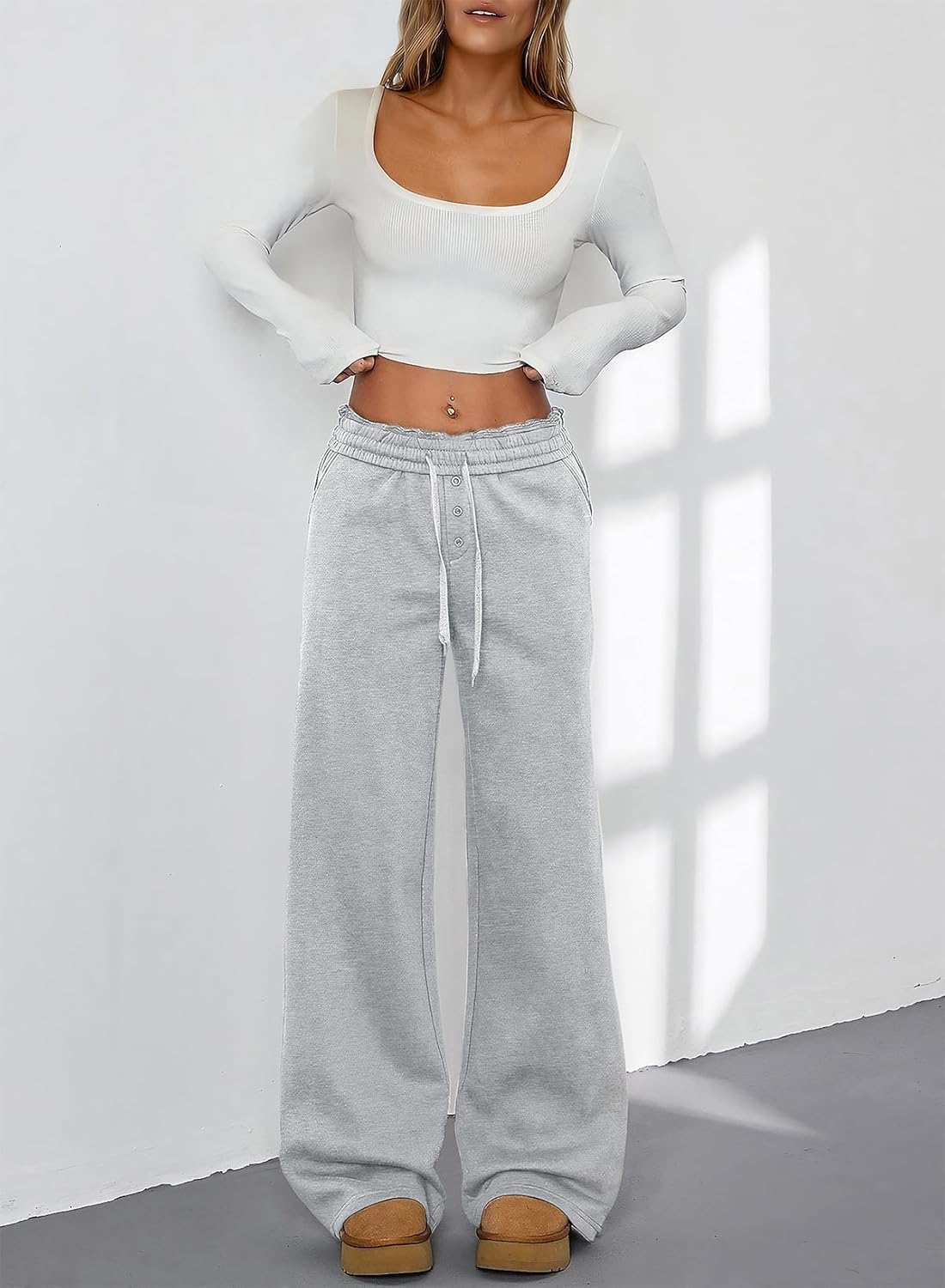 Aleumdr Womens Wide Legs Sweatpants Fleece Lined High Waisted Baggy Pants 2026 Trendy Casual Athletic Joggers with Pockets - Image 7