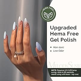 MelodySusie Hema Free Gel Nail Polish, 0.5 Fl Oz Thick Light Blue Gel Polish, Non Toxic, Long Lasting, Soak Off UV Nail Polish, Manicure Nail Design Salon DIY Nail Art at Home 253