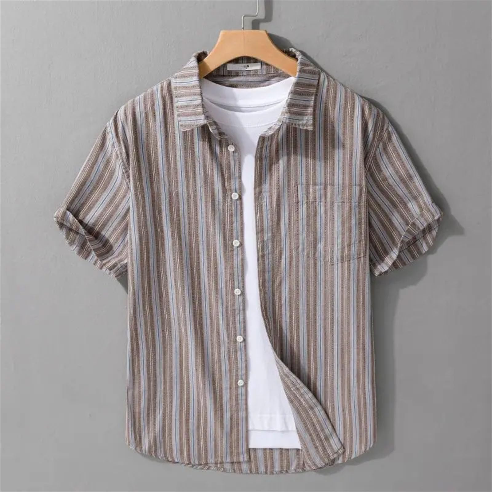 Camisa de manga corta con botones para hombre, diseño holgado, elegante, casual, estilo de negocios, a la moda, cómoda, para uso diario