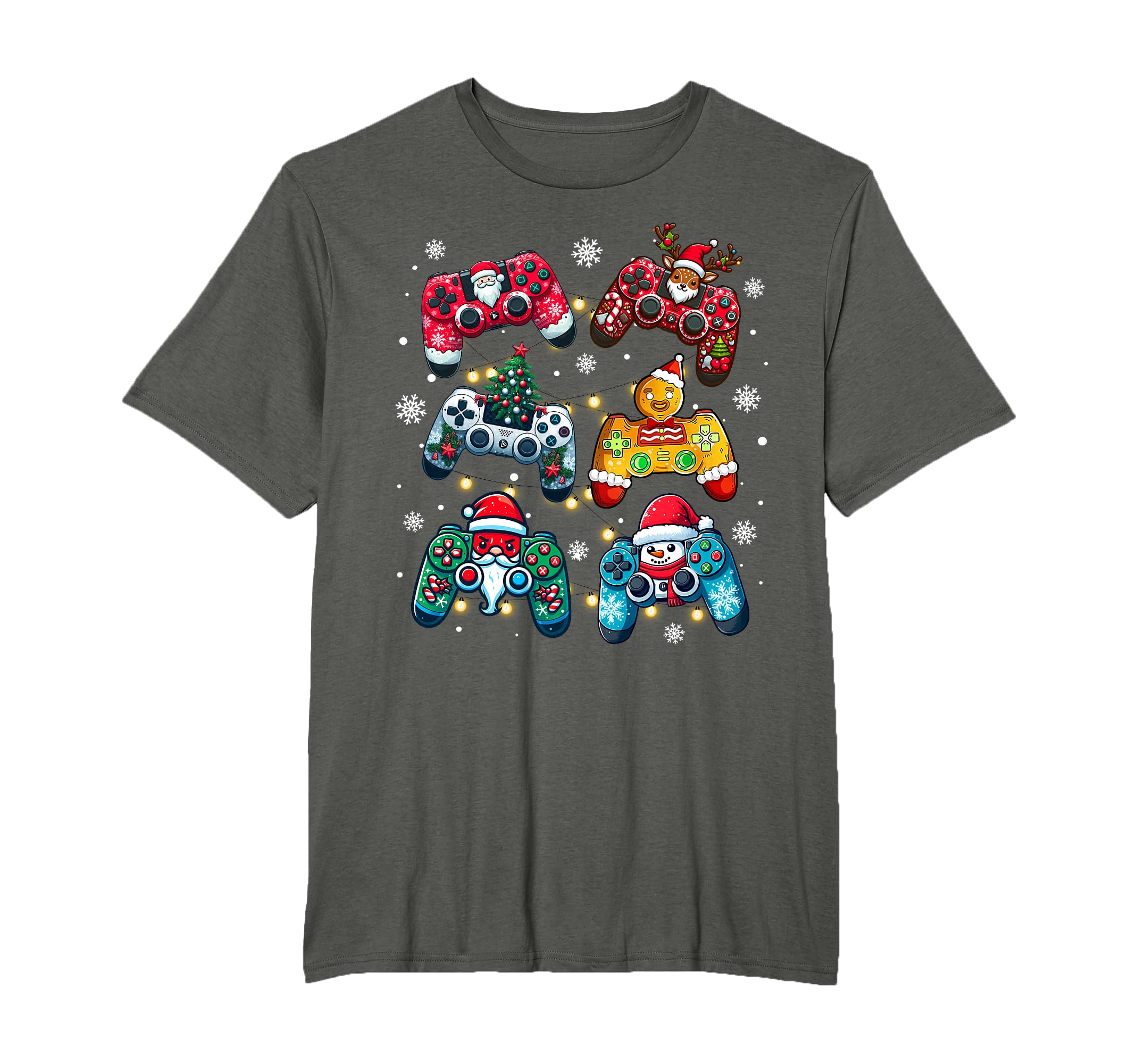 Boys Christmas Shirt Santa Elf Gaming Controllers Gamer Xmas T-Shirt