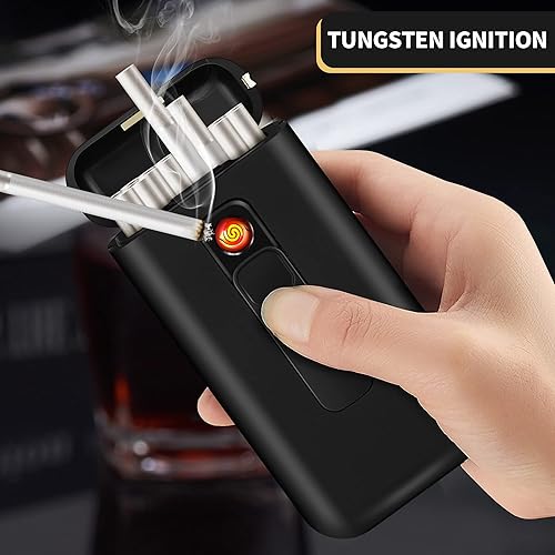 Miniatura 6 de x-lighter Estuche de cigarrillos para tamaño King de los años 100, diseño 2 en 1 con encendedor recargable USB, a prueba de olores para mujeres,