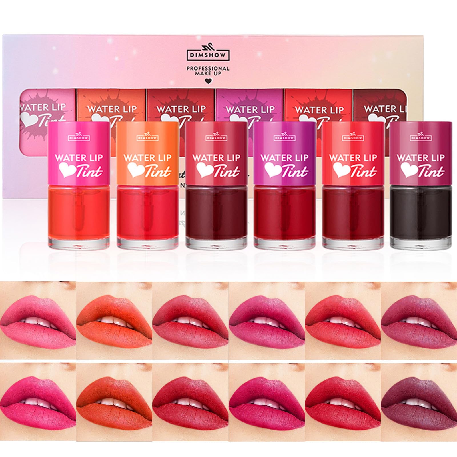 6Pcs Mini Fruit Juice Lip Stain Set, 6 Colors Korean Lip Gloss, Multi-use Liquid Lipstick for Lips and Cheek, Long Lasting Waterproof Do Not Fade High Pigmented Vivid Color Lip Makeup