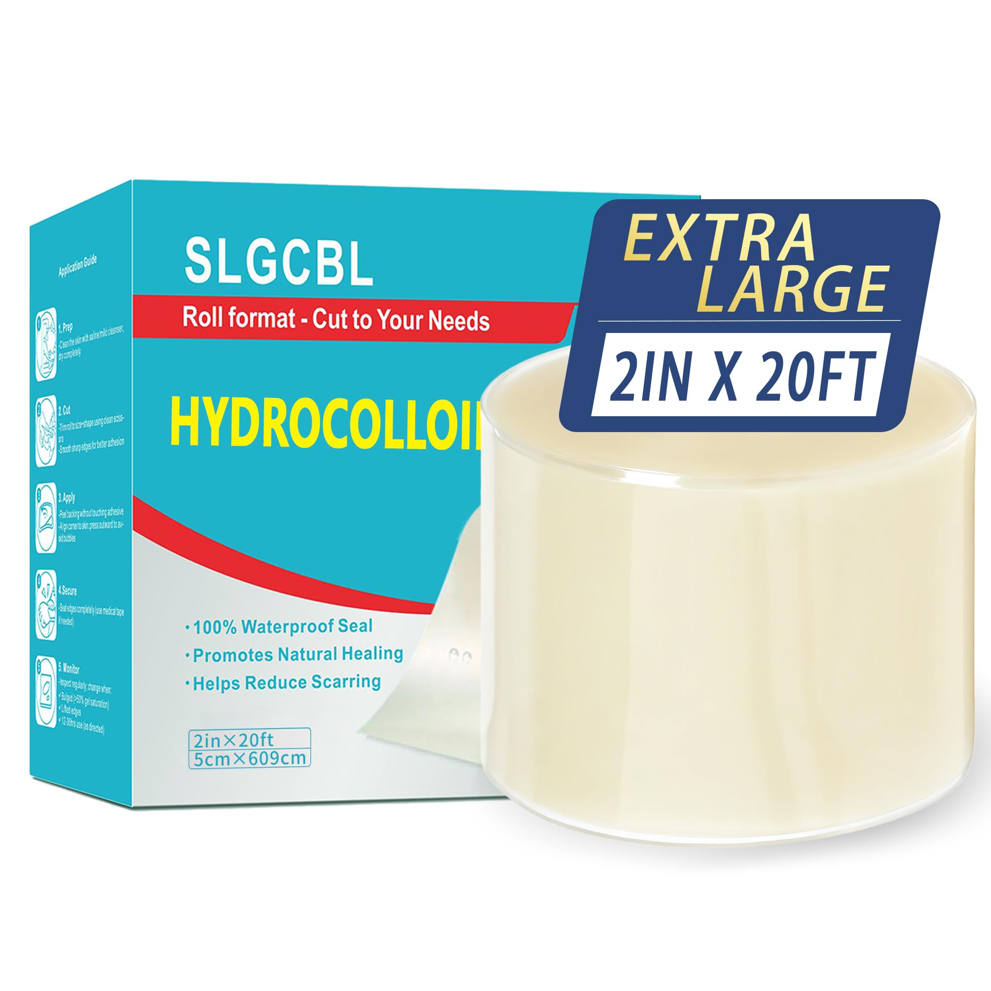 2in x 20ft Hydrocolloid Roll for Wound Care, XXL Pimple Patch Roll