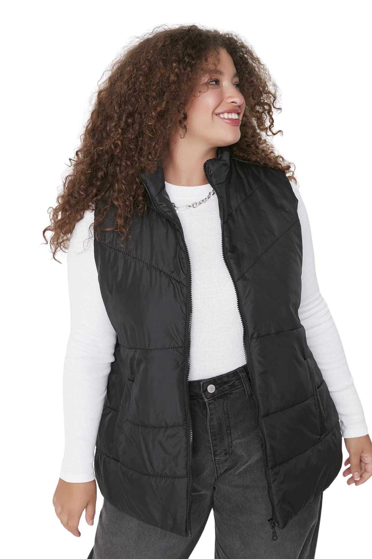 TRENDYOL Tbbaw23bh00000/Siyah Sudadera, Negro, 52 para Mujer
