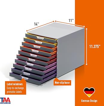 Durable çekmeceli kutu Varicolor renkli gider 10 Fächer
