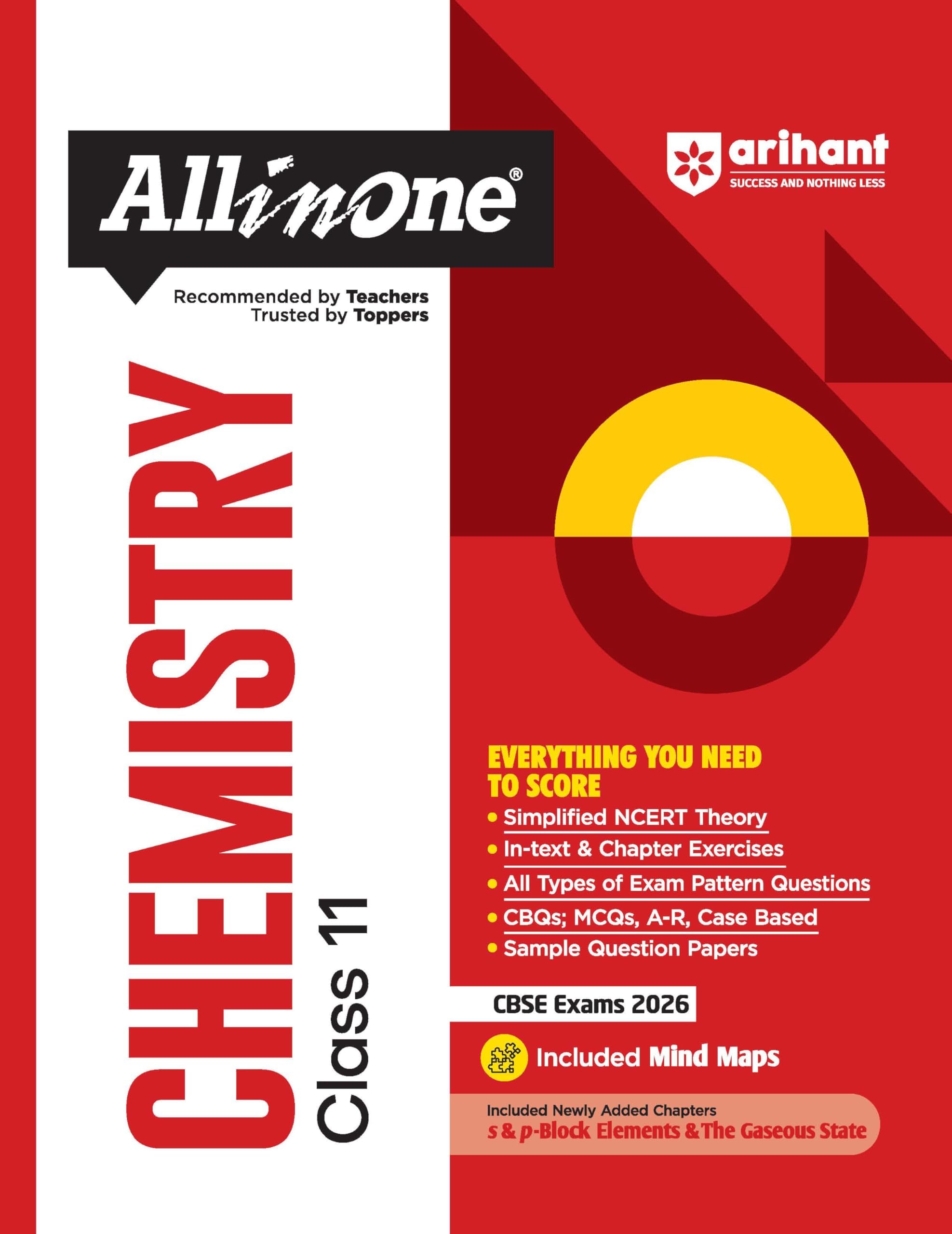 Arihant All in One Chemistry Class 11 for CBSE Exams 2025-26 | Simplified Theory, Topicwise Illustrations & Practice Questions, All Types of Exam ... Upto 2025, Mind Maps, & Project Work