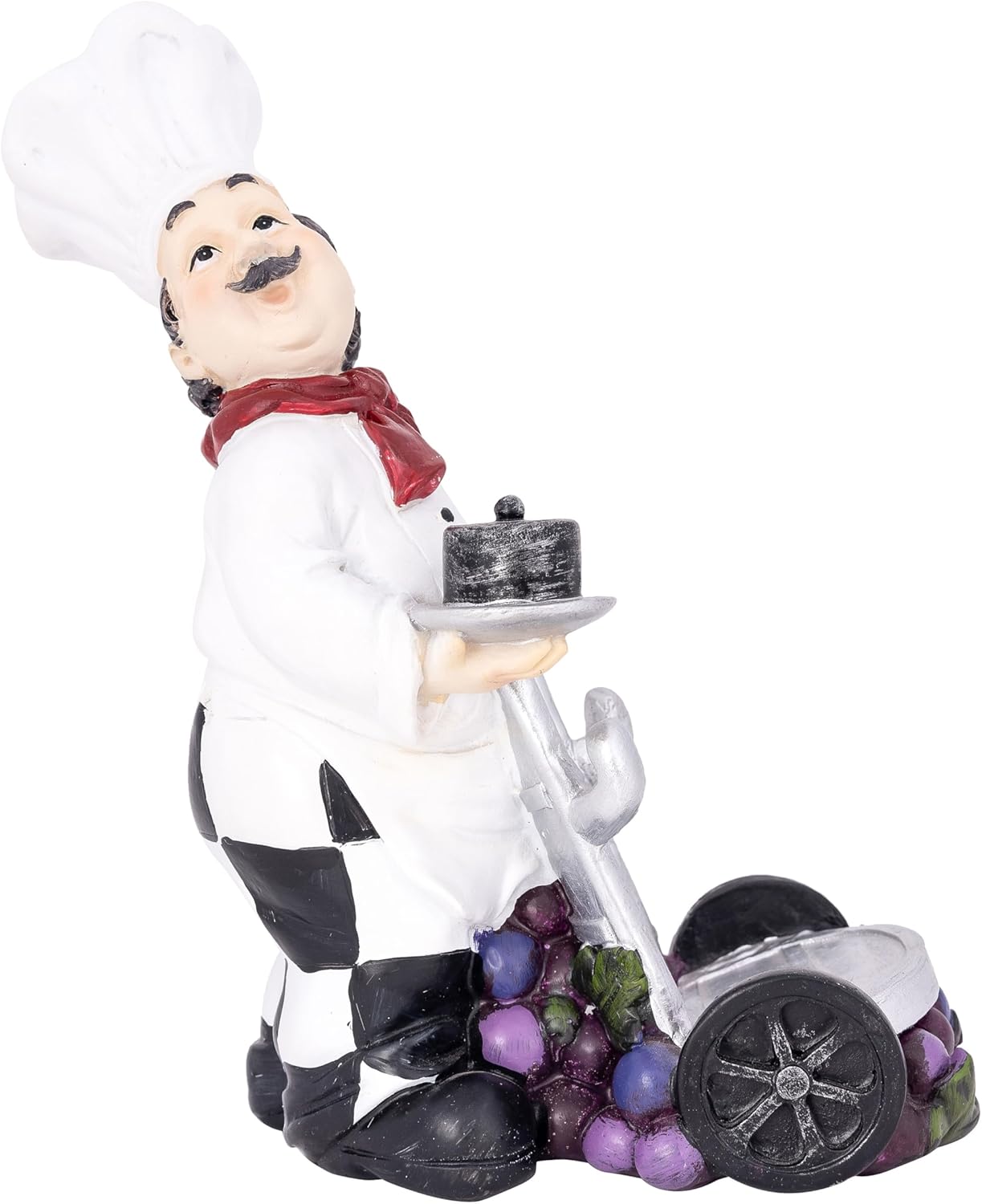 Italian Chef Wine Bottle Holder - Single Bottle Display Stand with Grapes - Decorative Wine Rack for Kitchen & Bar Decor