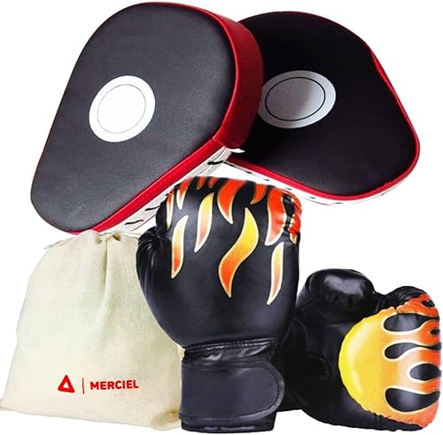 MERCIEL Juego de guantes de boxeo para padres e hijos, guantes para adultos con bolsa de almacenamiento, guantes de 3 colores