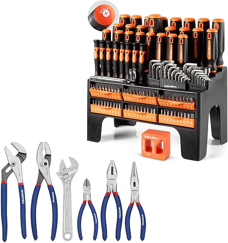 Juego de 6 alicates y llaves + juego de destornilladores magnéticos de 126 piezas