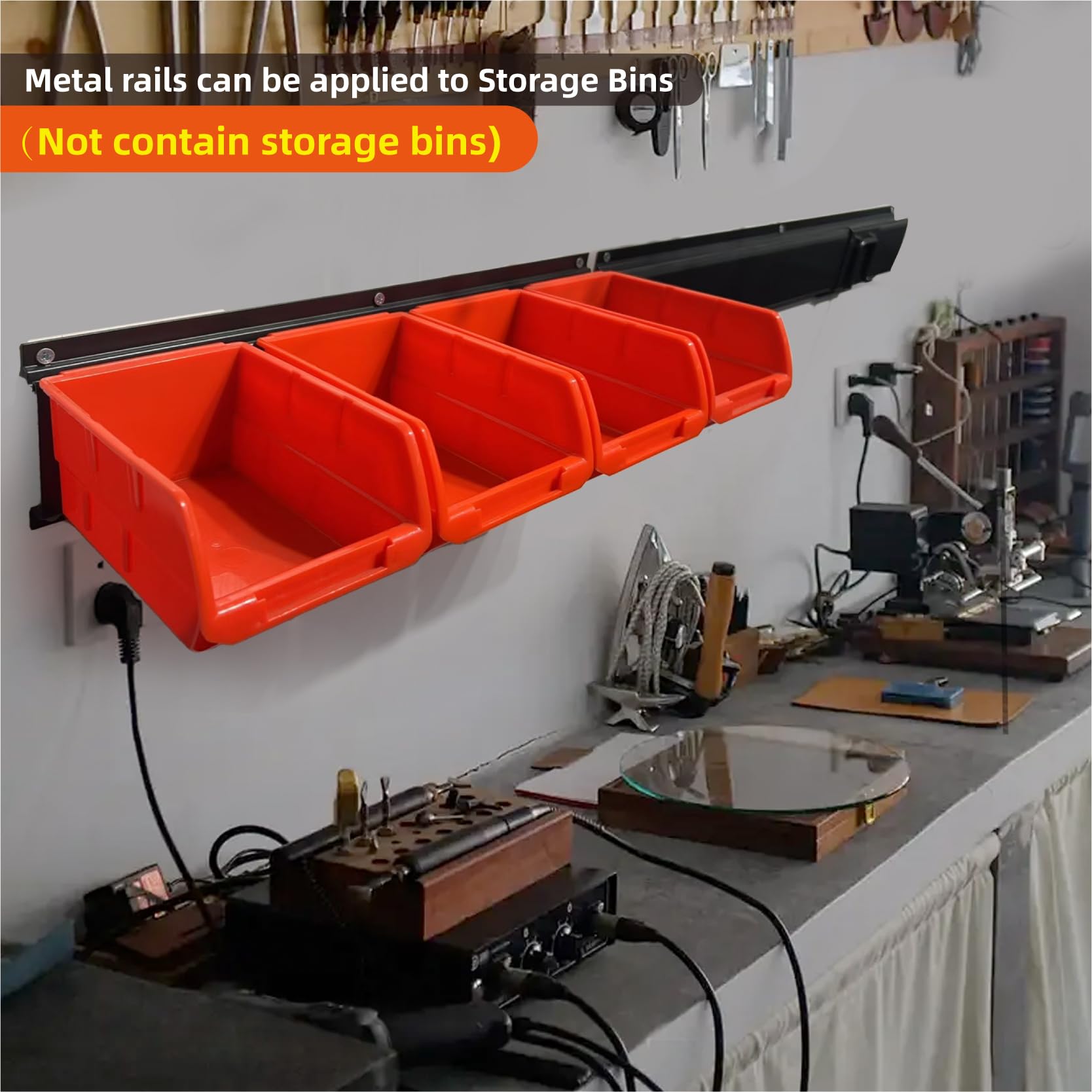 Sinoer , 1 organiseur à outils, 40,6 cm de long en métal, accessoires de montage sur rail pour outils de jardin, système de rangement SINOER compatible avec le système de rangement d'atelier/garage