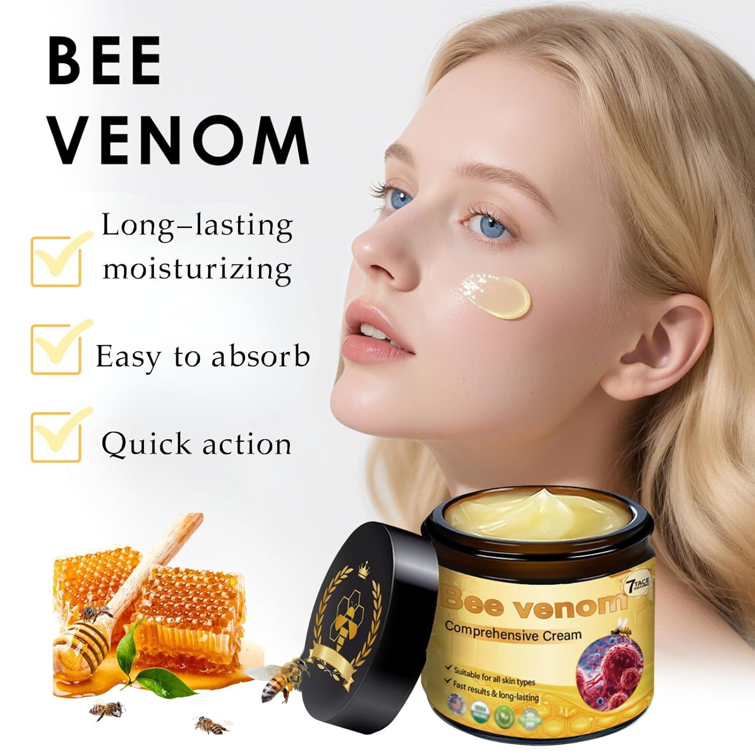 2PCS Bee Venom Comprehensive Cream, New Bee Venom Skin Cream,Deeply Moisturizes And Firms Natural Skin Moisturizer For All Skin Types