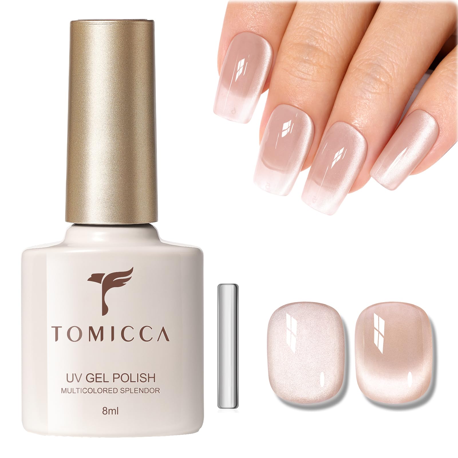 TOMICCA マグネットネイル 微粒子 ヌードカラーマグネットジェル 8ml 磁石付き ジェルネイル マグネットキャットアイジェル マグネットジェル UV/LED対応 初心者やネイリストに