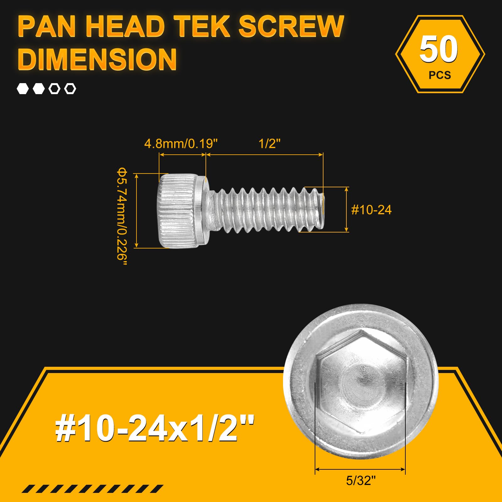 DTGN #10-24x1/2" Socket Head Cap Screws Bolts, 50Pack, Good for Road Bicycle Mountain Bike, Auto, Motorcycle - Image 2