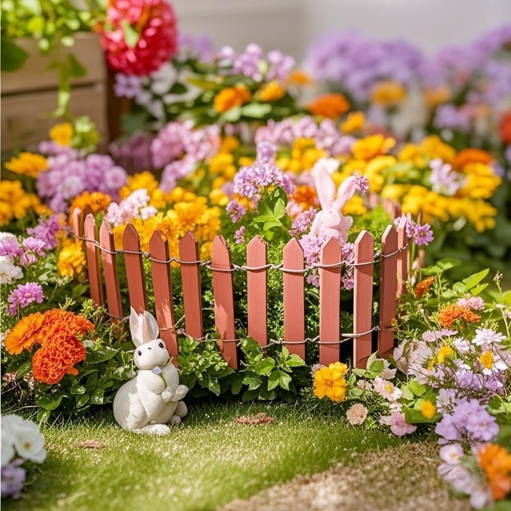 Miniature Fairy Garden Fence 35 Inches,Fairy Garden Accessories Outdoor Wood Picket Fence,DIY Flowerpot Decoration DIY Wood Picket Fence, Miniature Garden Decoration Mini Ornament for Dollhouse