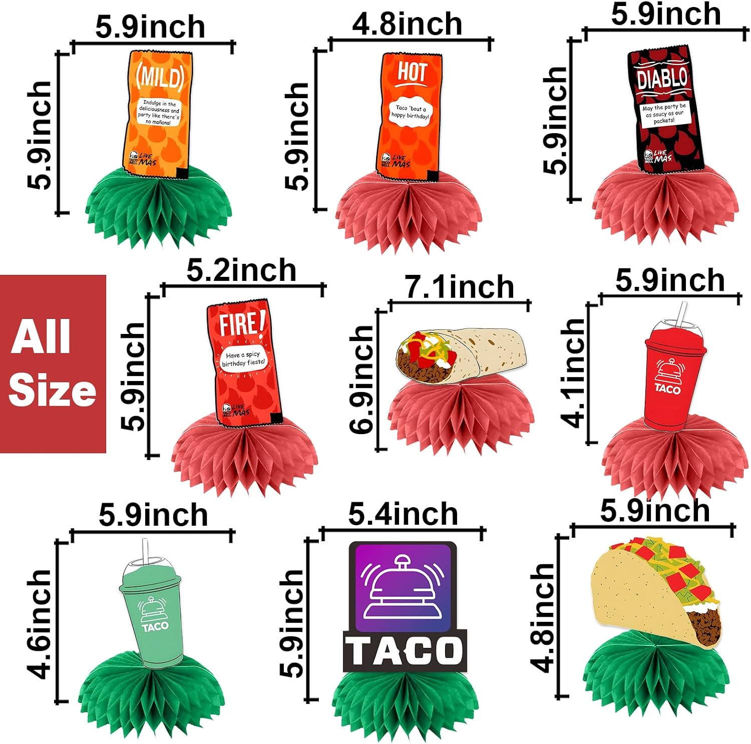 Taco Birthday Party Hanging Swirls Burrito Mexican Taco Quesadilla Honeycomb Centerpiece Decorations for Taco Party Fiesta Dining Ceiling Streamers Mexican Carnival Birthday Party Supplies