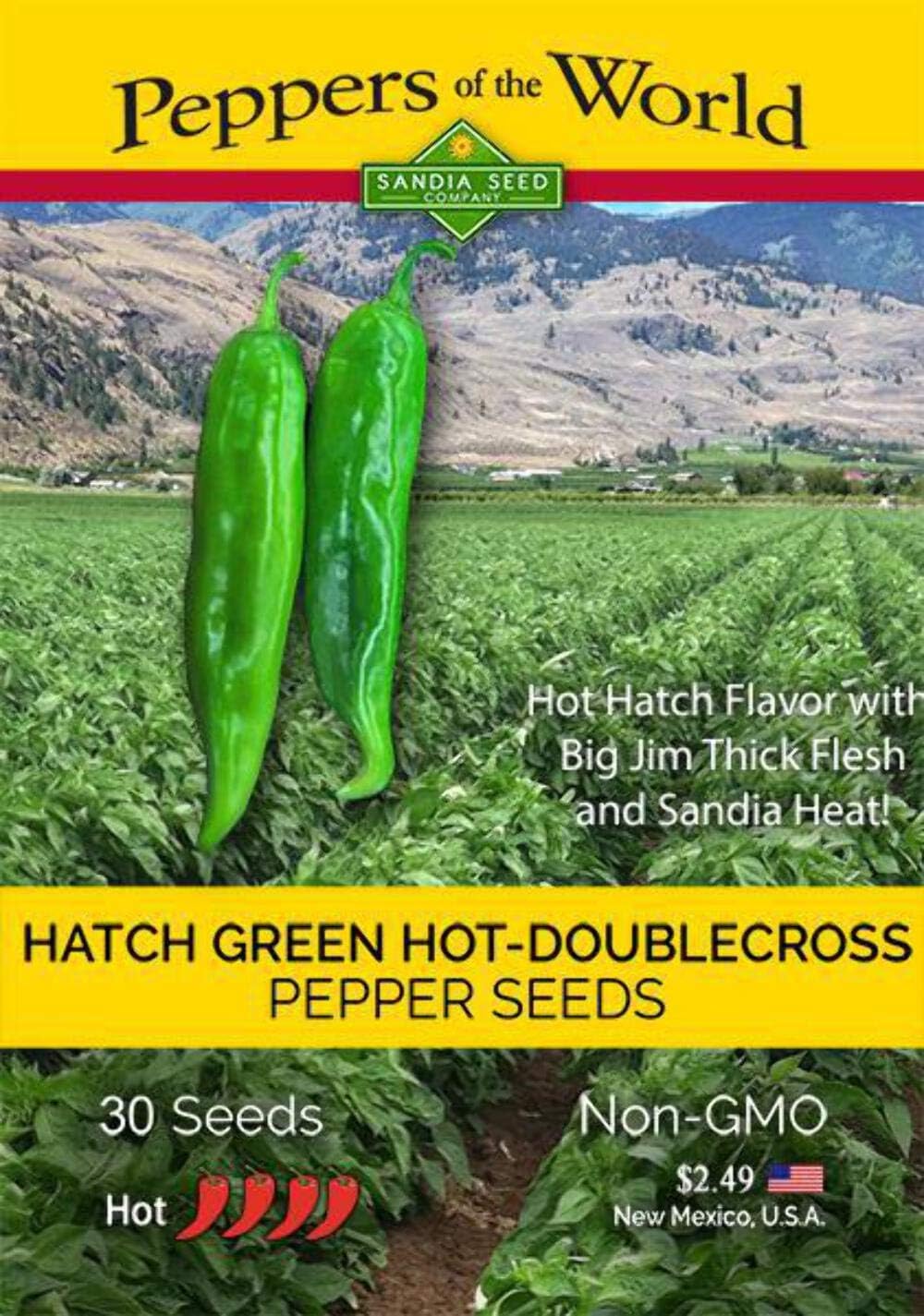 Hatch Green Hot Chile Seeds - 30 Seeds DoubleCross - New Mexico Flavor and Thick Flesh